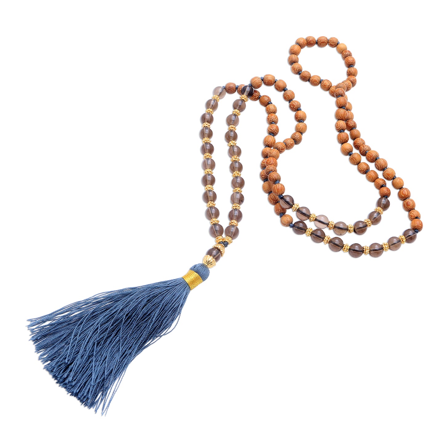 Batuan Harmony 22k Gold Plated Smoky Quartz Beaded Necklace from Bali