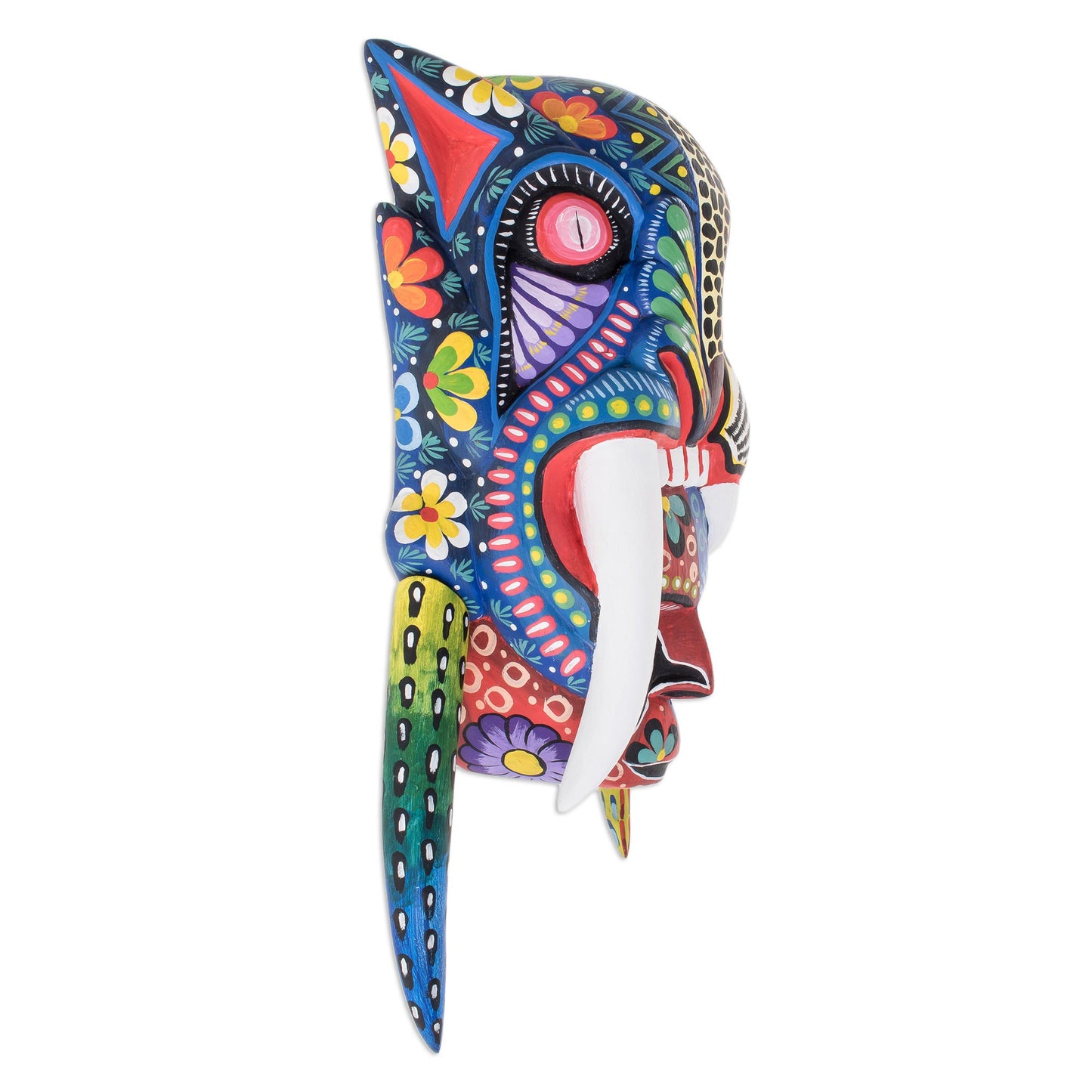 Mayan Warrior Hand-Painted Wood Mayan Warrior Mask from Guatemala
