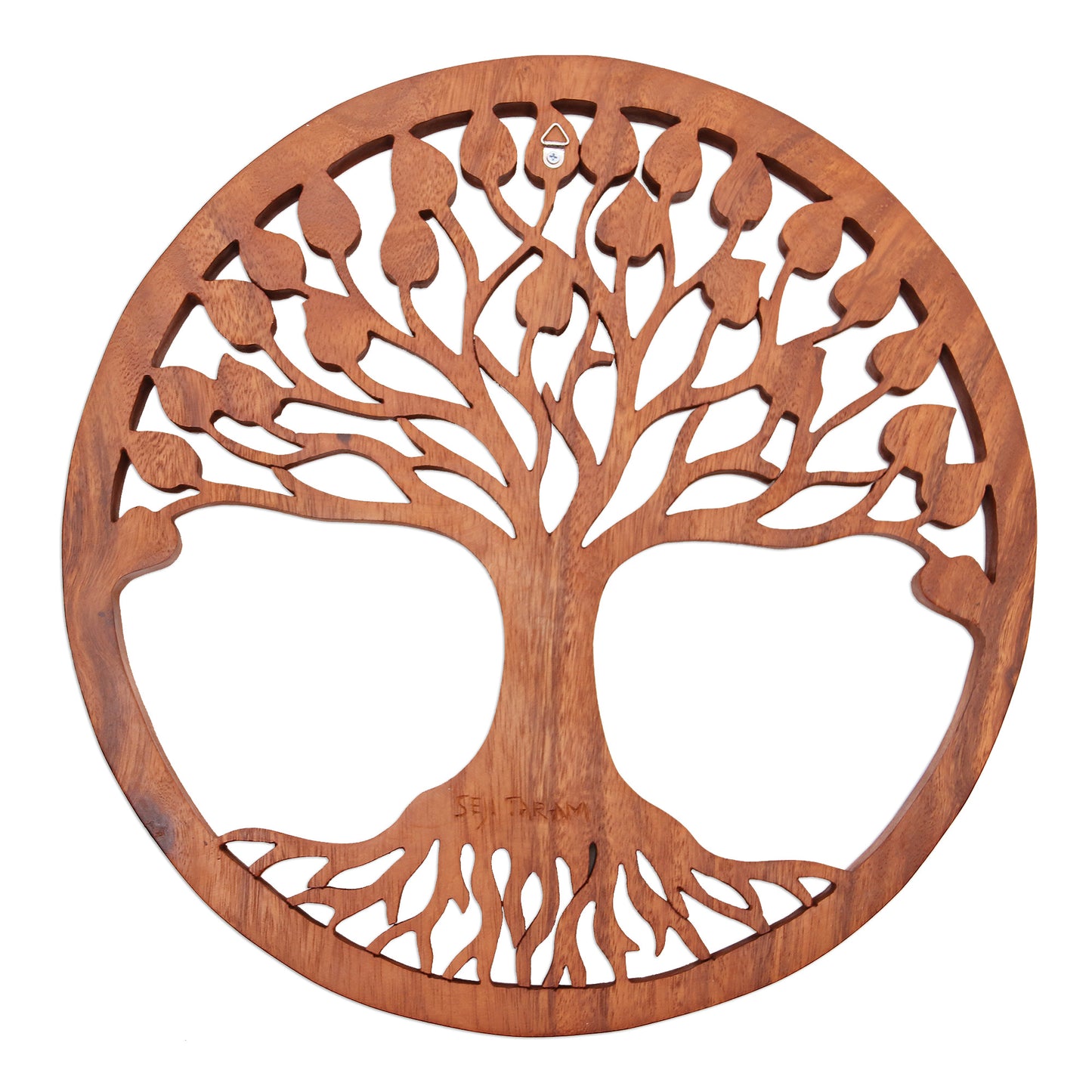 Magical Leaves Tree-Themed Suar Wood Relief Panel from Bali