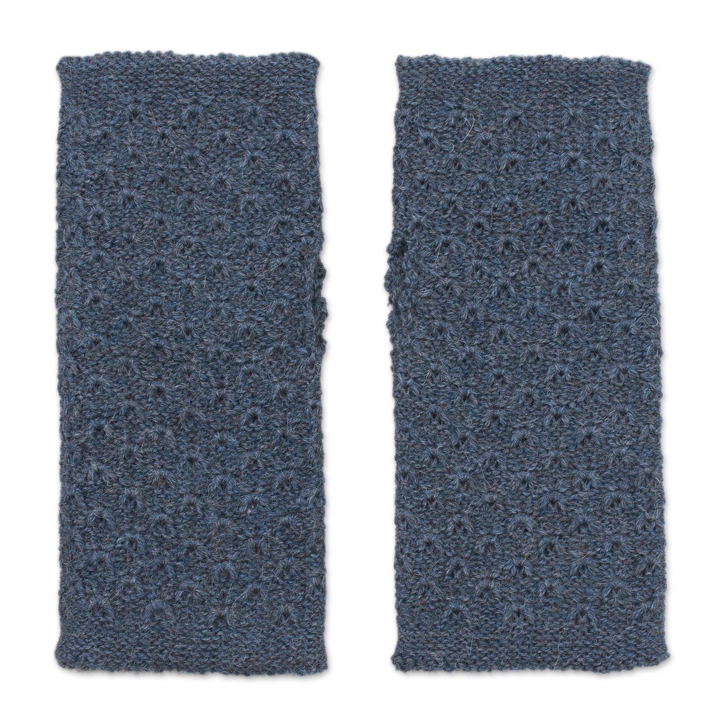 Passionate Pattern in Teal Patterned 100% Baby Alpaca Fingerless Mitts in Teal