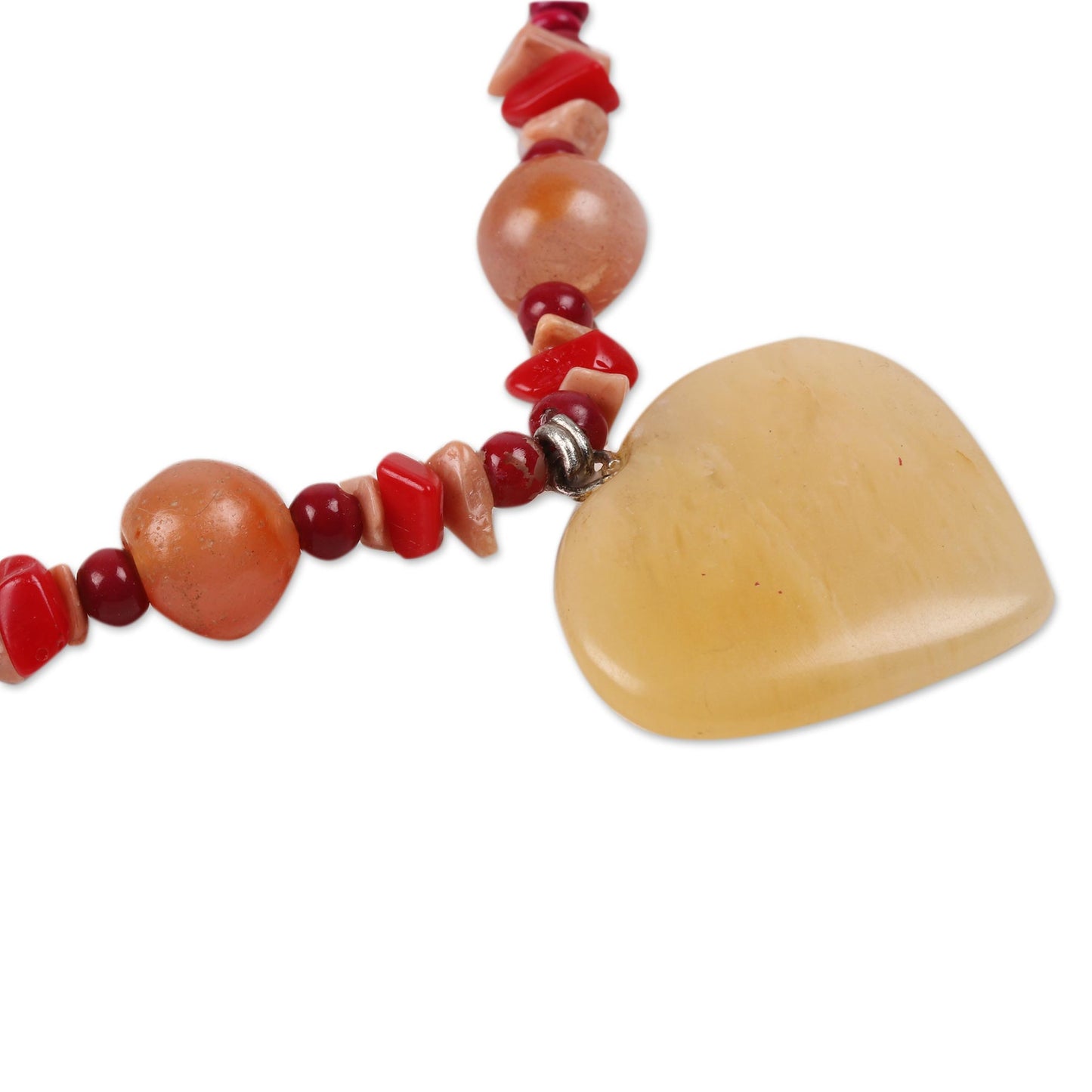 Glorious Heart Heart-Shaped Quartz and Agate Beaded Pendant Necklace