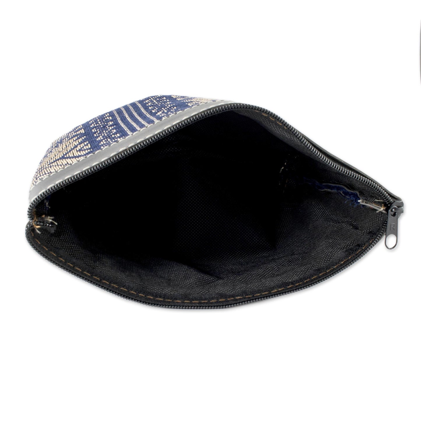 Sweet Journey in Navy Navy and Beige Hand Crafted Cotton Cosmetic Bag