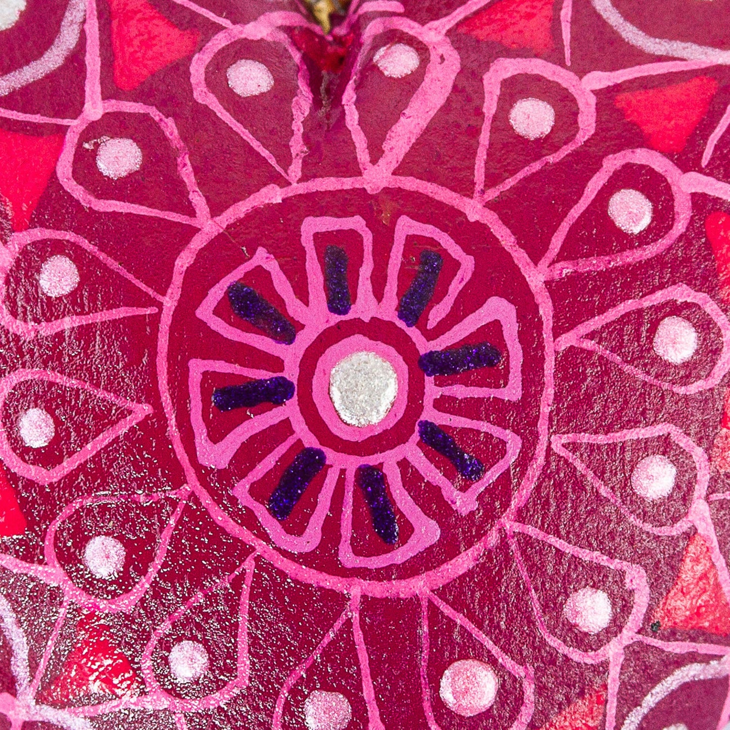 Cherry Heart Alebrije-Style Wood Heart Key Fob