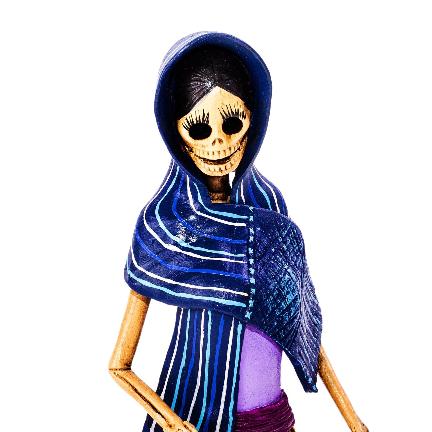 Catrina Tomasa Ceramic Catrina Sculpture with Blue Mantle from Mexico