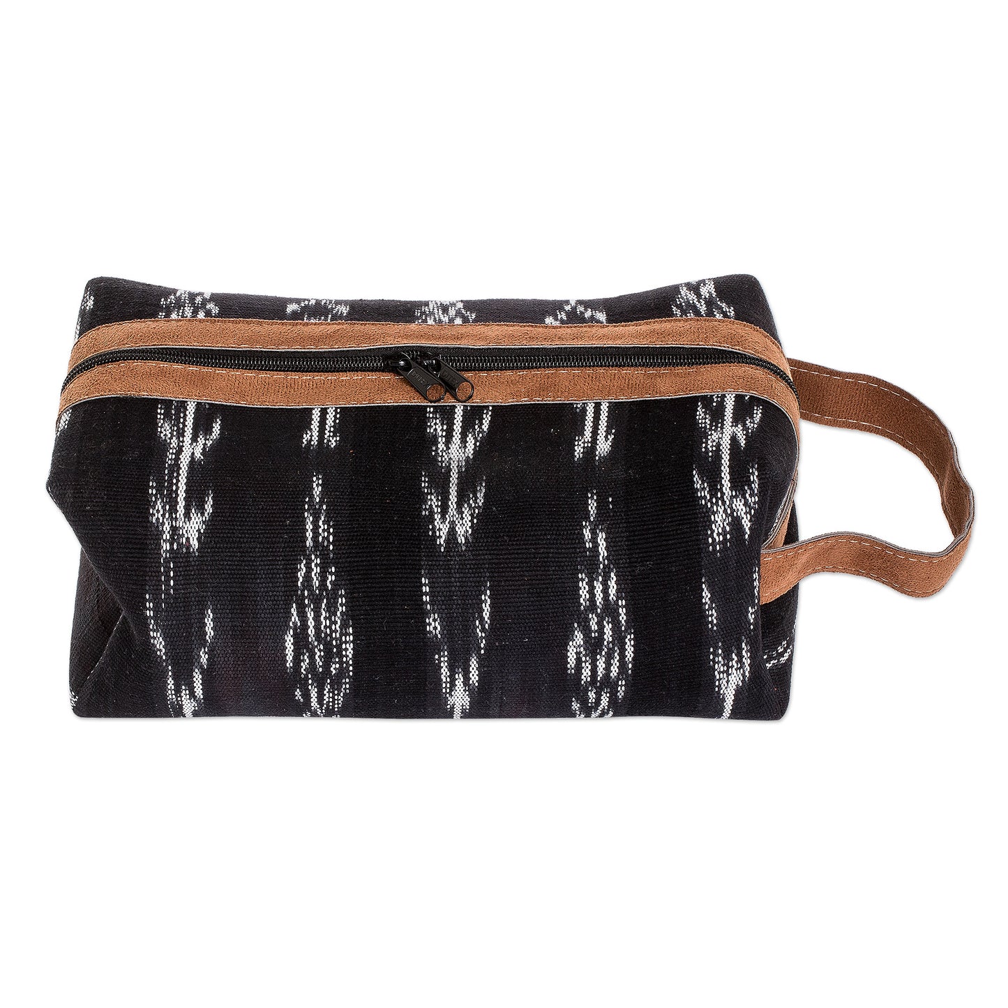 Black Jaspe Legacy Black Cotton Jaspe Patterned Cosmetic Bag with Zipper
