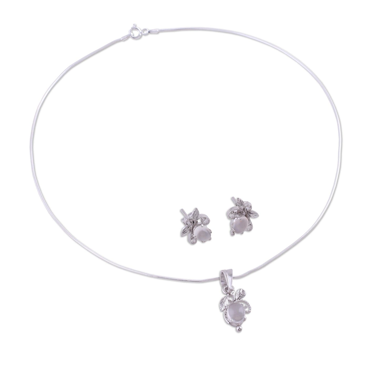 Midnight Leaves Sterling Silver Jewelry Set