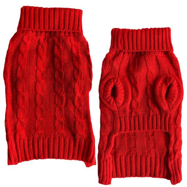 Red Cable Knit Dog Sweater