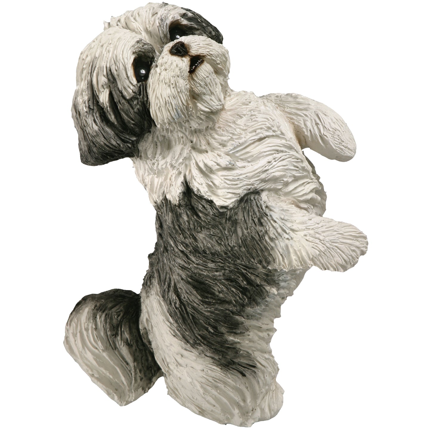 Silver & White Shih Tzu Dog Sculpture
