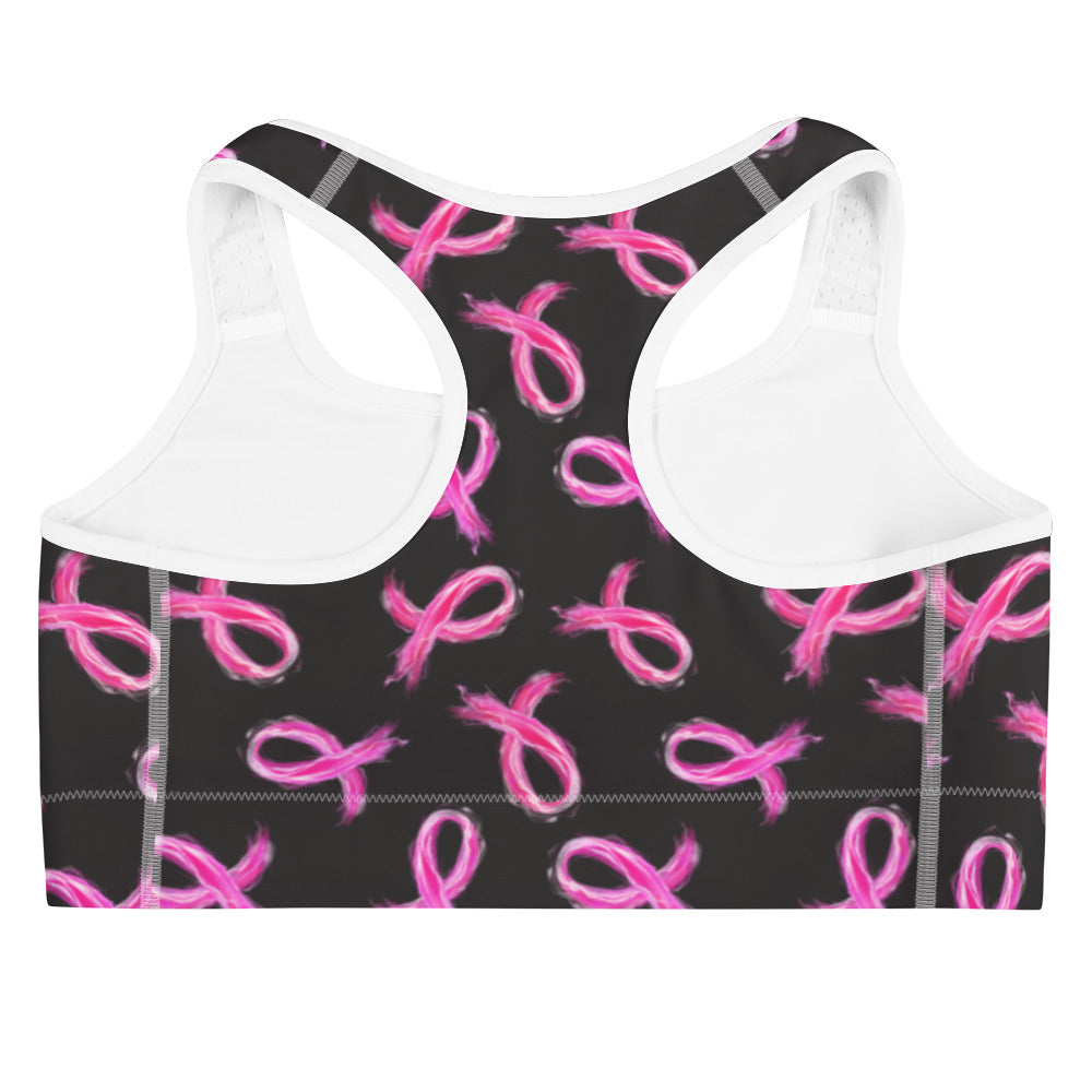Painted Pink Ribbon All Over Print Sports Bra