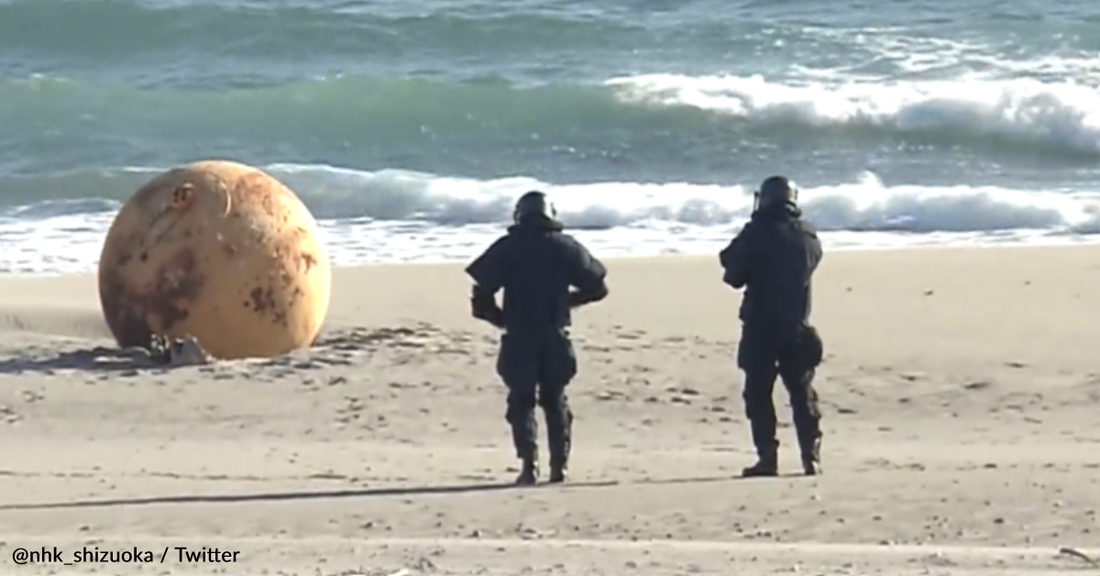 People Are Mystified After Giant Metal Orb Washes Up On Japanese Beach