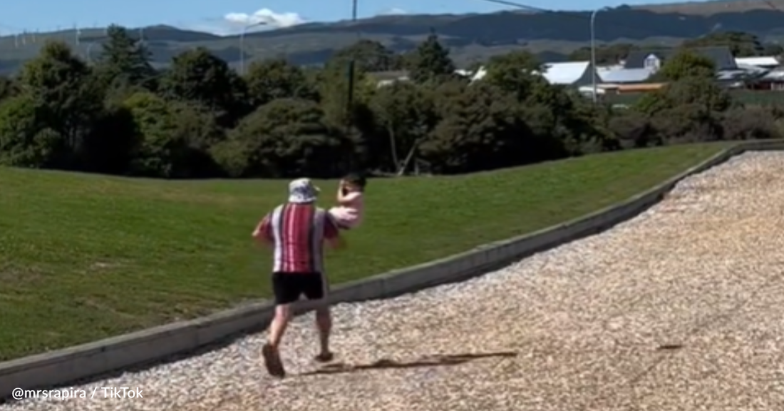 Grandpa Underestimates Swing Speed And Sprints To Catch Toddler