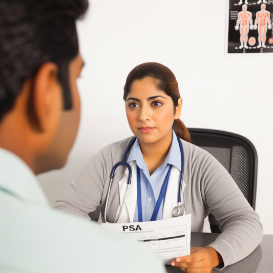 Doctor explaining PSA test to patient