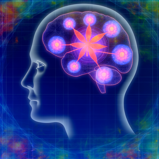 Brain illustration highlighting endocannabinoid system