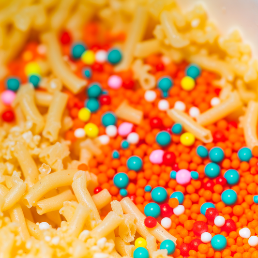 Microplastics in processed food close-up