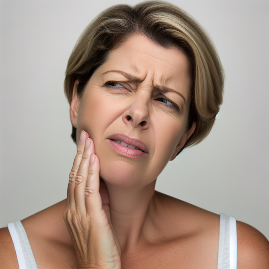 Woman experiencing oral health issues during menopause