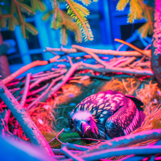 Eagle chick in nest during gender reveal