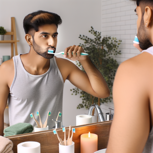 Person brushing teeth for heart health
