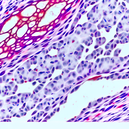 Microscopic view of breast tissue biomarker