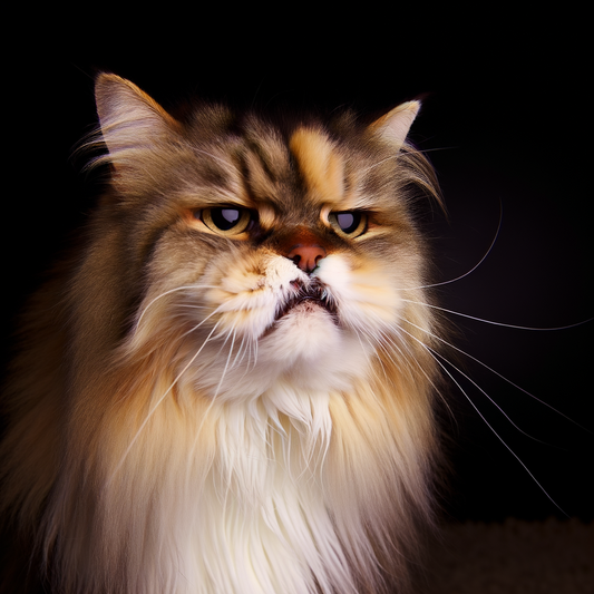 Rescue cat with permanent grumpy expression