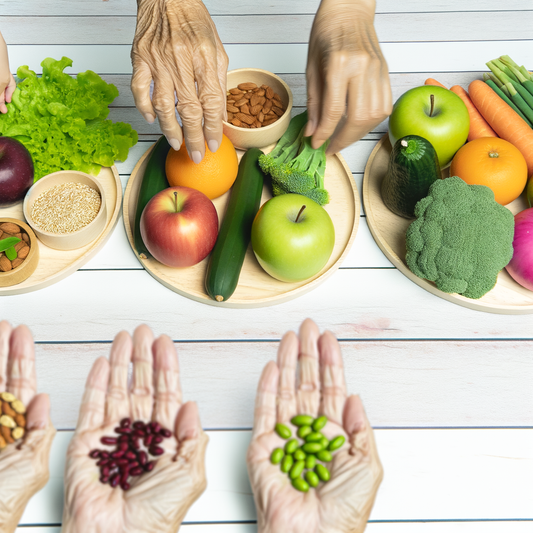 Fresh plant-based foods promoting healthy aging