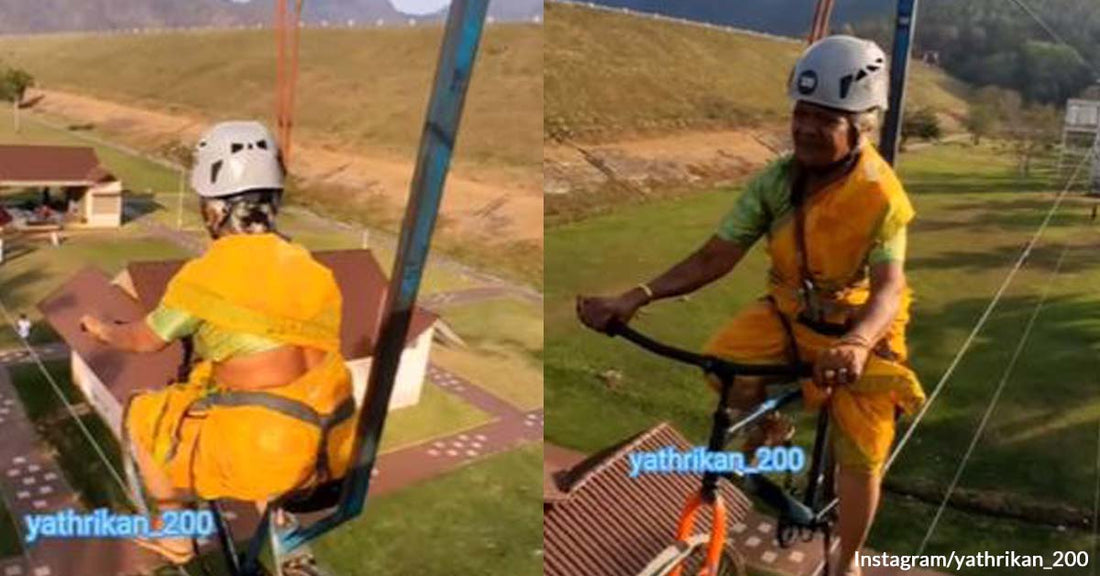 Fearless Grandmother Amazes the Internet As She Finishes a Rope Cycling Course