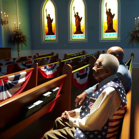 Elderly men seated in a decorated church interior.