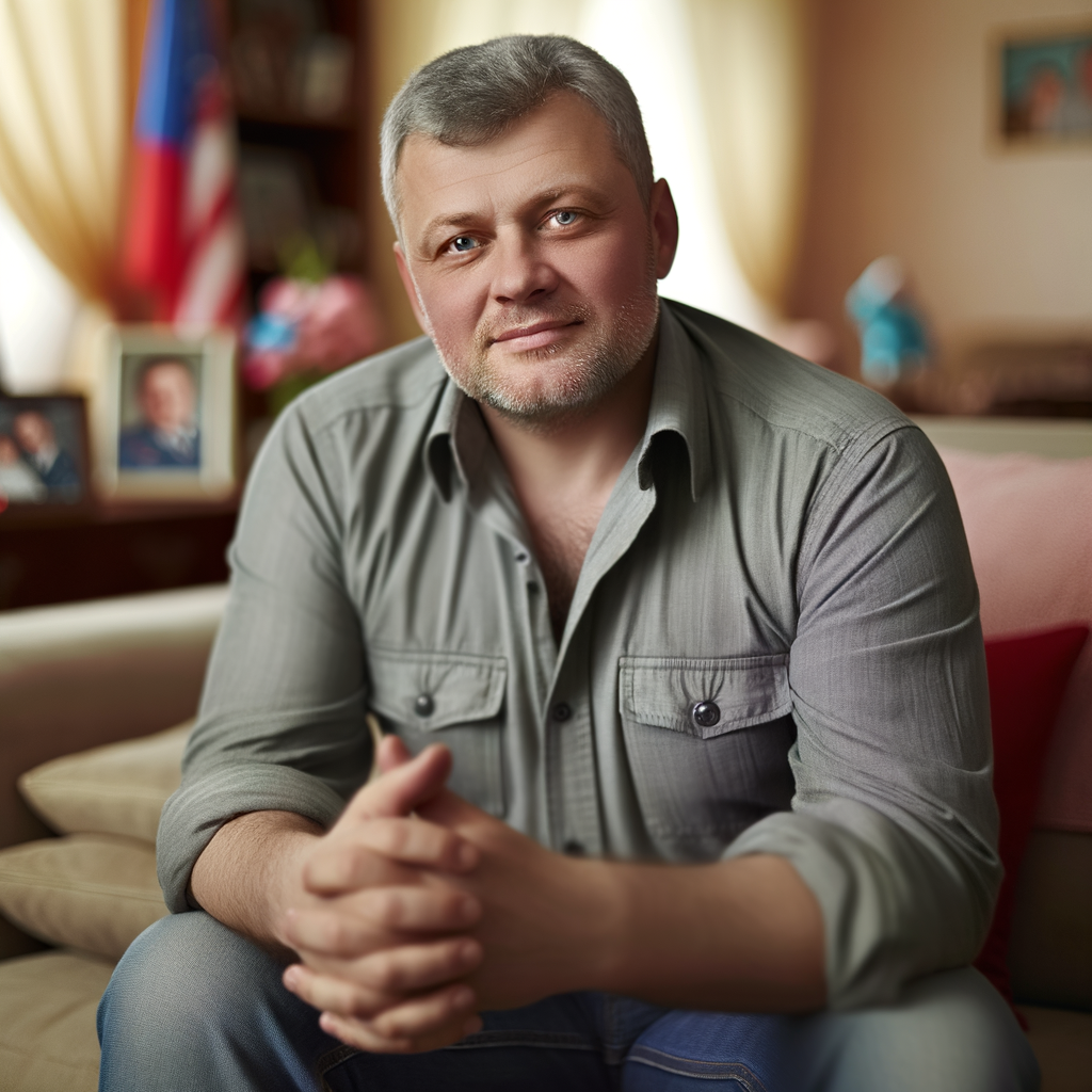 A smiling man sitting comfortably on a couch.