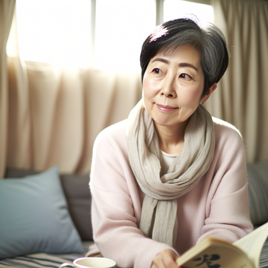 A thoughtful woman reading by the window.