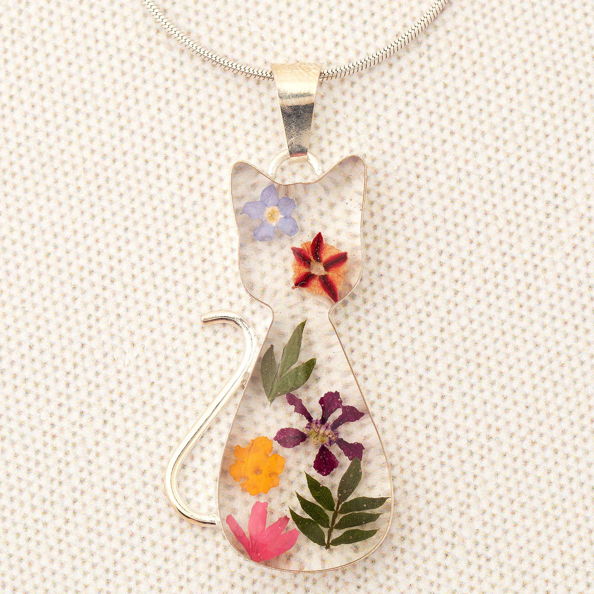 Real Flowers & Sterling Necklace