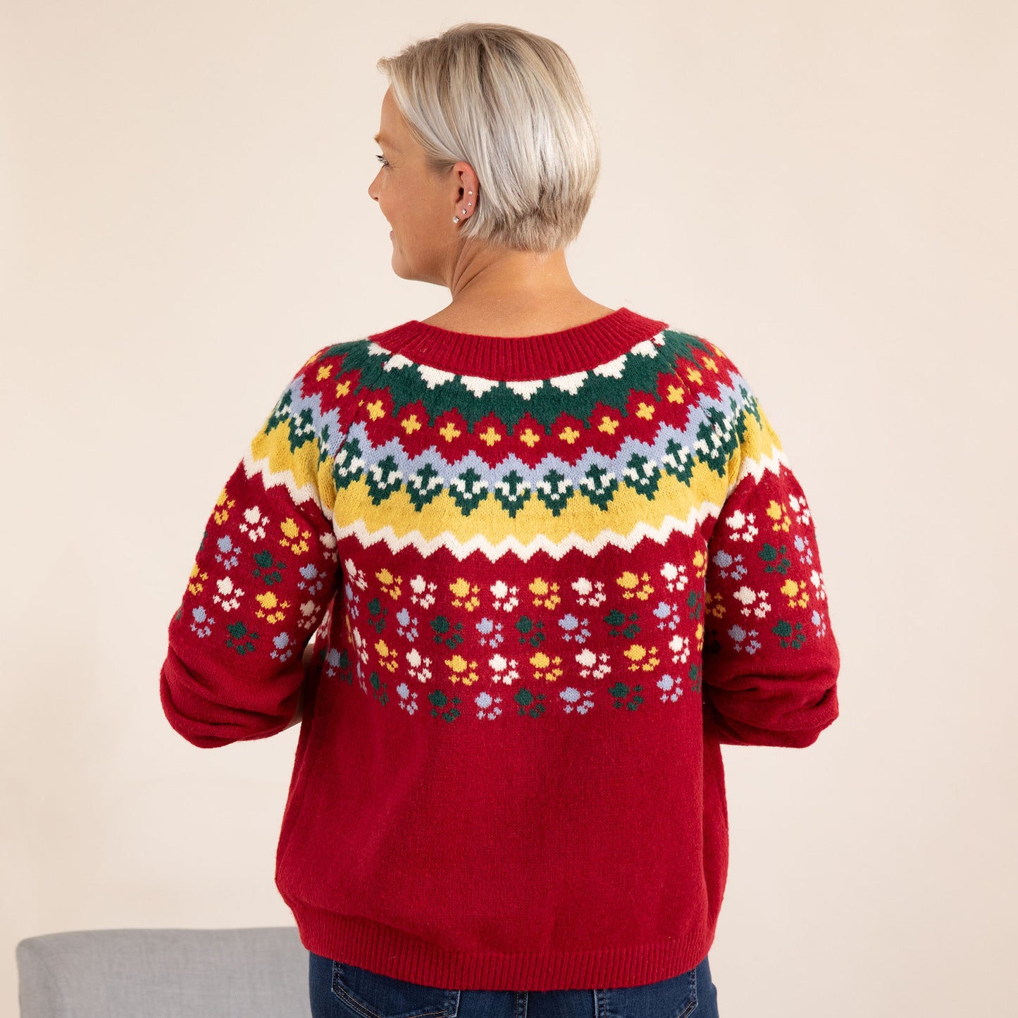 Nordic Paw Print Knitted Sweater