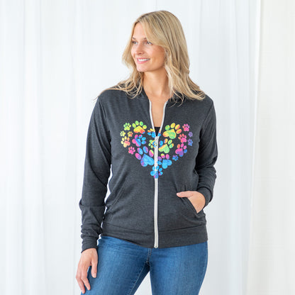 Anniversary Paw Print Love Lightweight Zip Hoodie