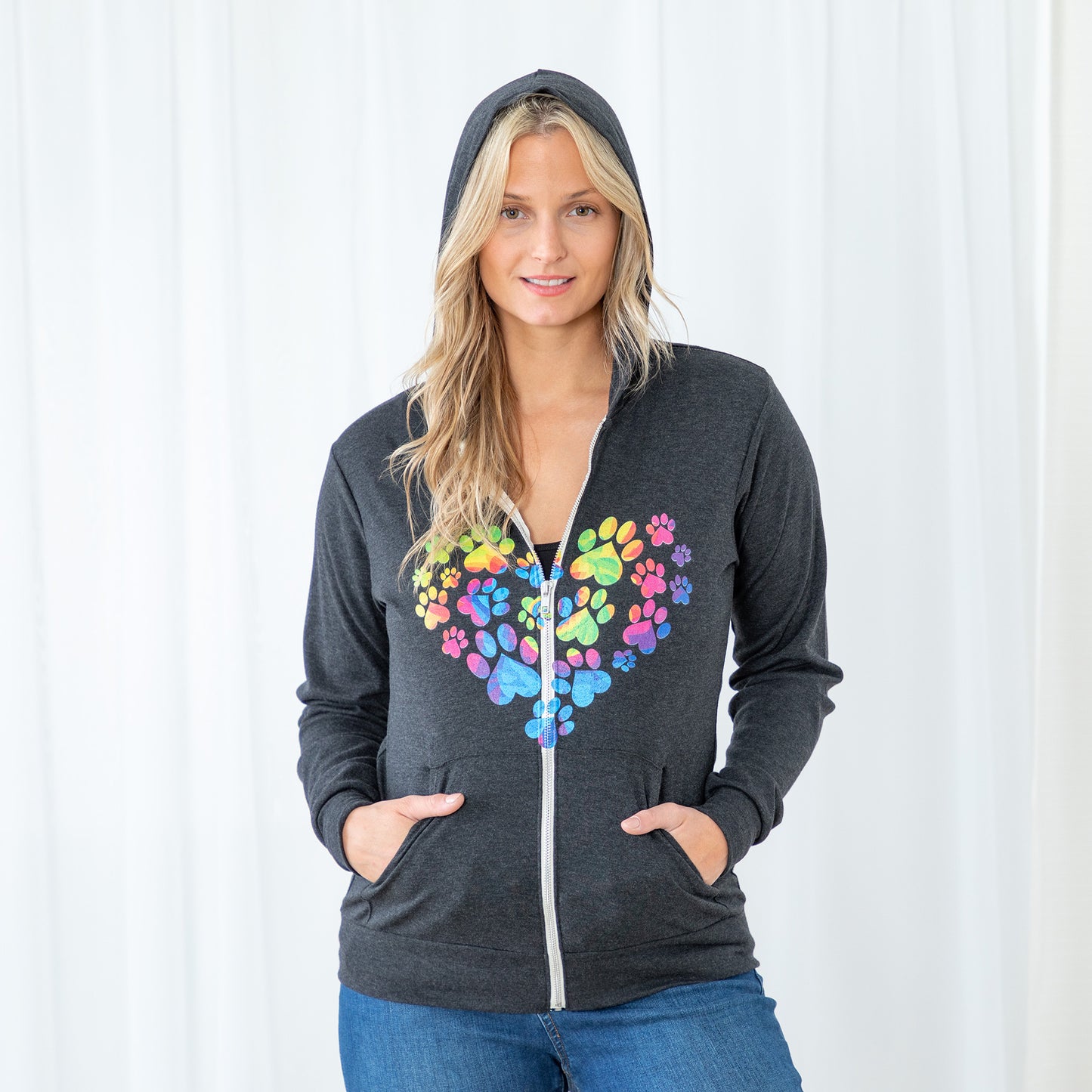 Anniversary Paw Print Love Lightweight Zip Hoodie