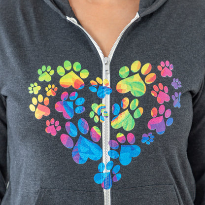 Anniversary Paw Print Love Lightweight Zip Hoodie