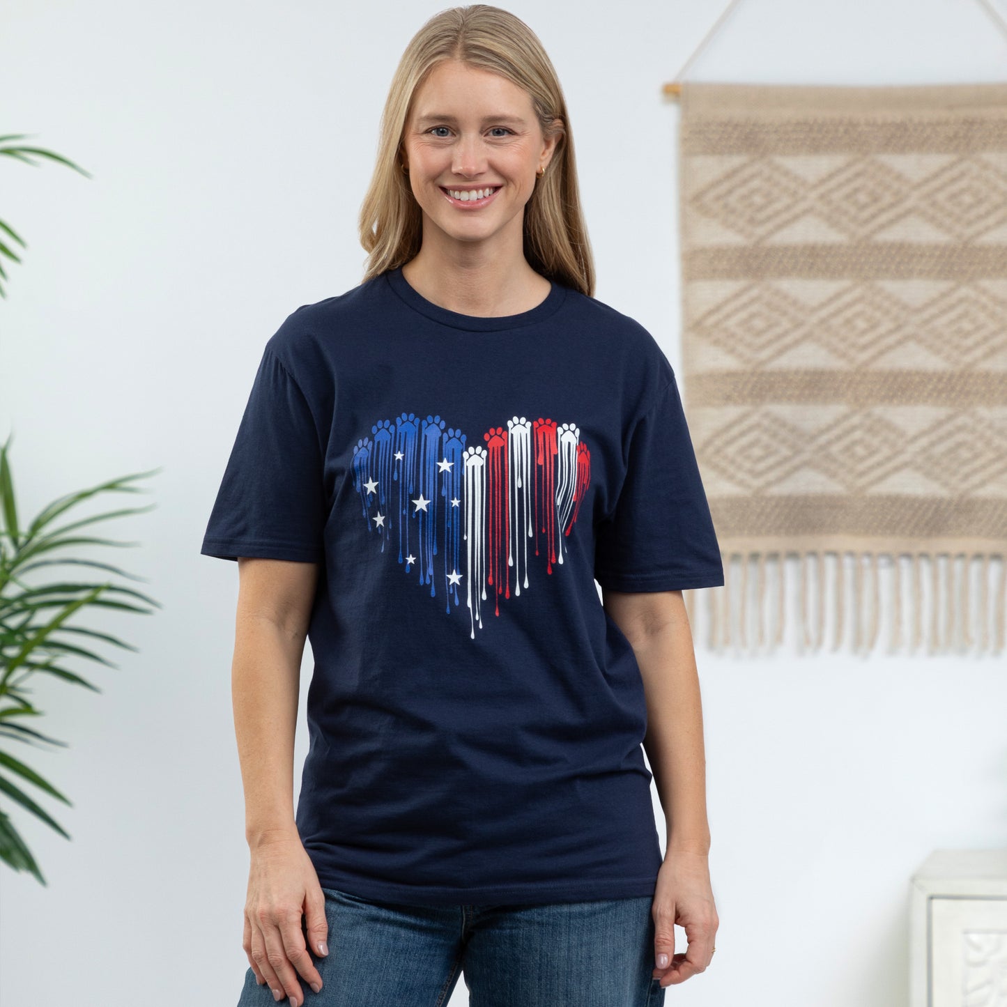 Painted Paws American Heart Flag T-Shirt