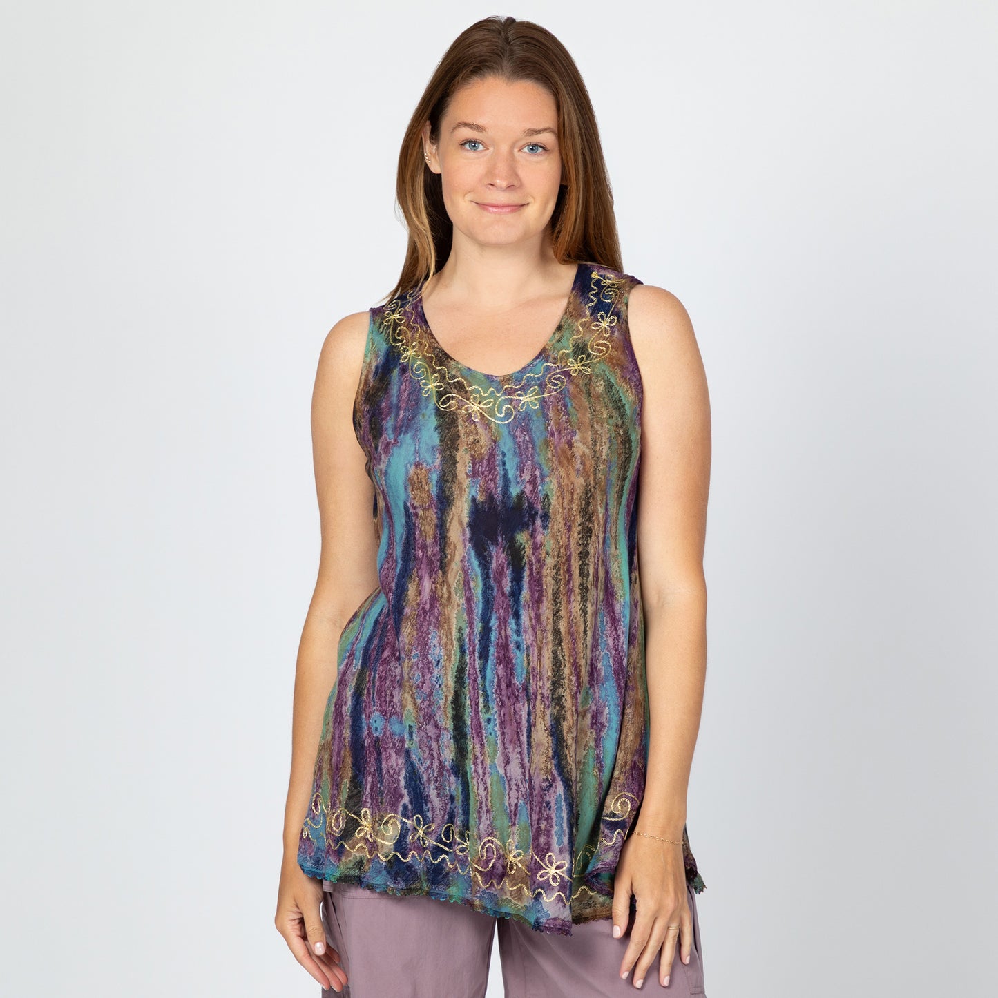 Tie-Dye Sleeveless Jewel Tunic