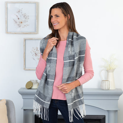 Ukrainian Merino Wool & Cashmere Paw Plaid Scarf