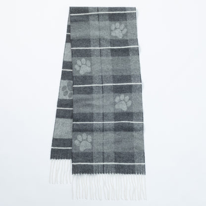 Ukrainian Merino Wool & Cashmere Paw Plaid Scarf