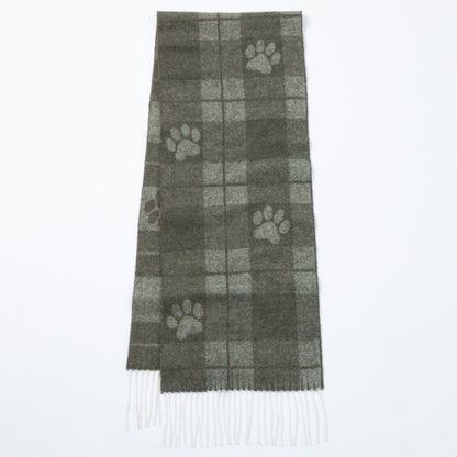 Ukrainian Merino Wool & Cashmere Paw Plaid Scarf