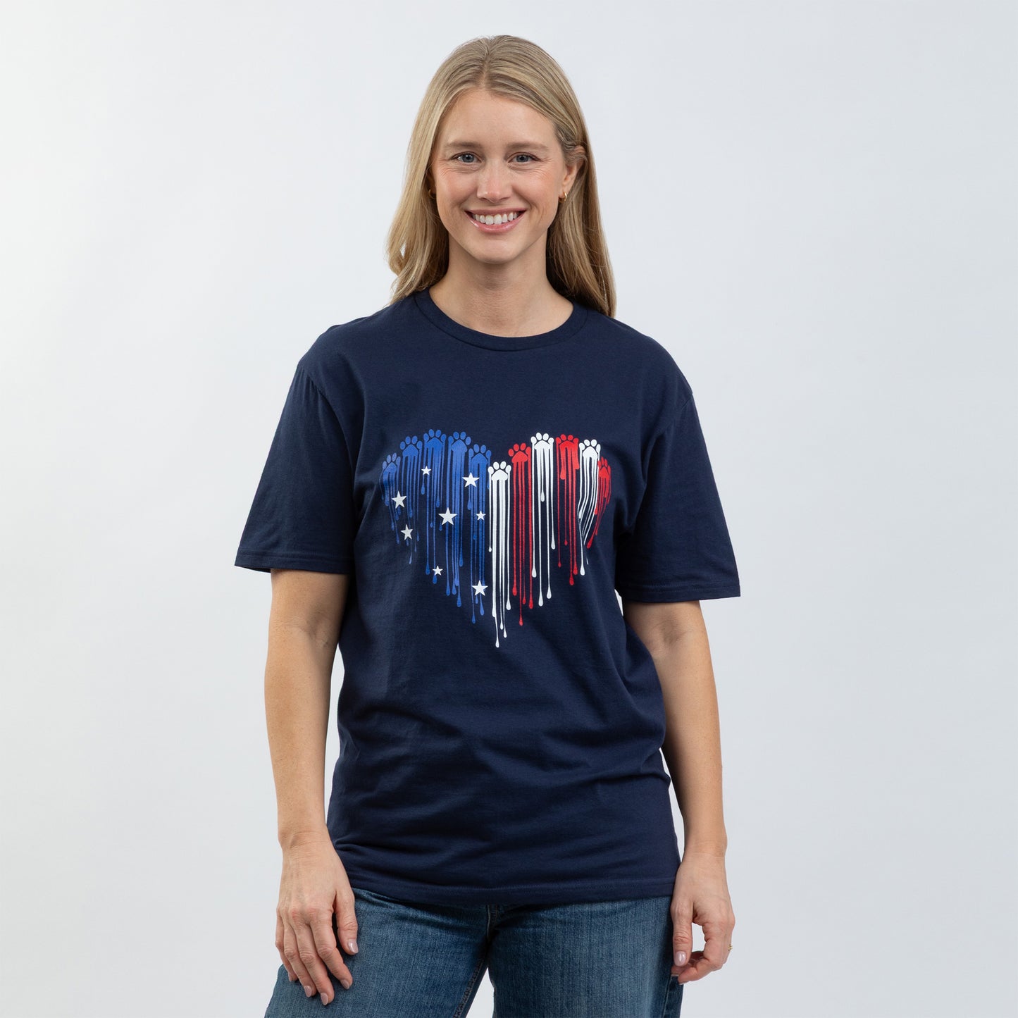 Painted Paws American Heart Flag T-Shirt