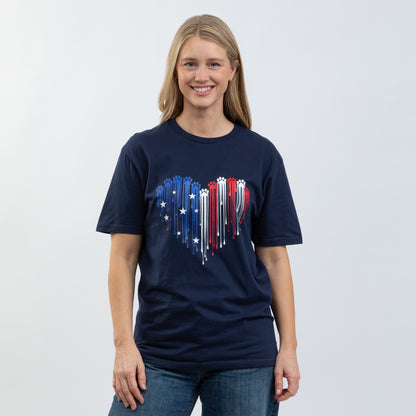 Painted Paws American Heart Flag T-Shirt