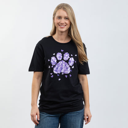 Purple Paw Print of Hearts T-Shirt