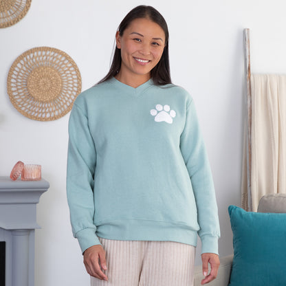 Chenille Paw V-Neck Pullover Sweatshirt