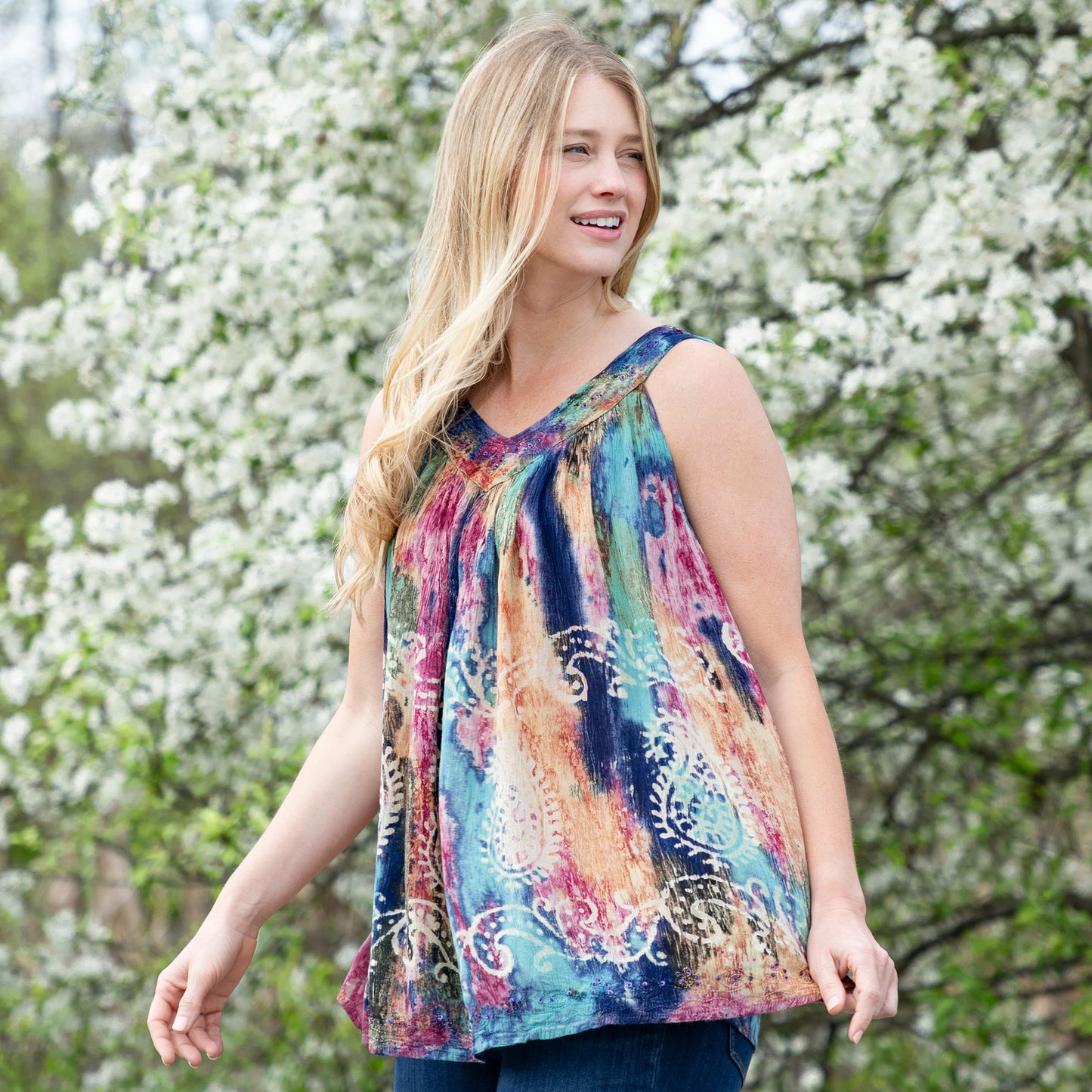 Beaded Swirl Sleeveless Tunic