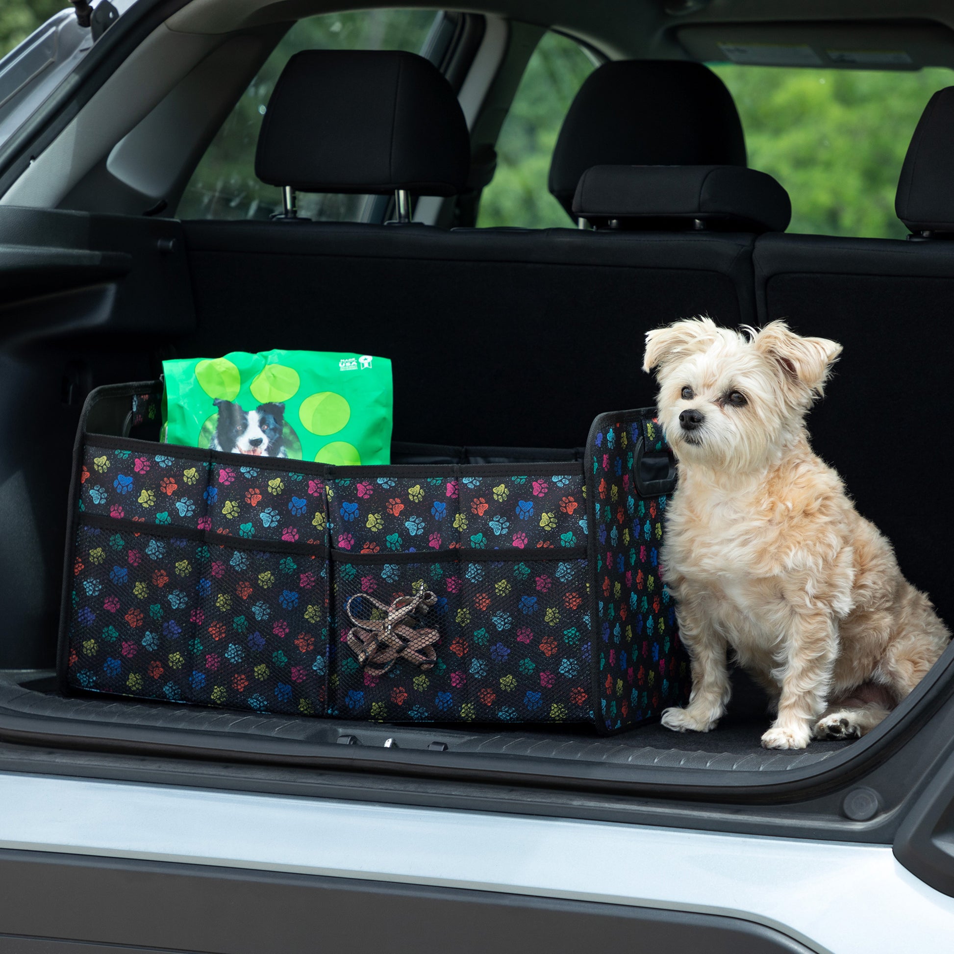 GreaterGood Collapsible Paw Print Car Trunk Organizer With 6 Pockets