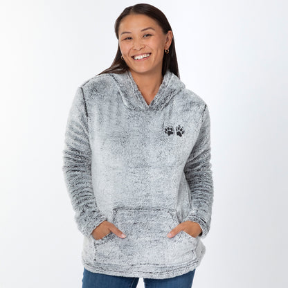 Embroidered Paws Pullover Fleece Hoodie