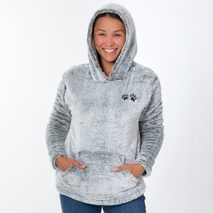 Embroidered Paws Pullover Fleece Hoodie