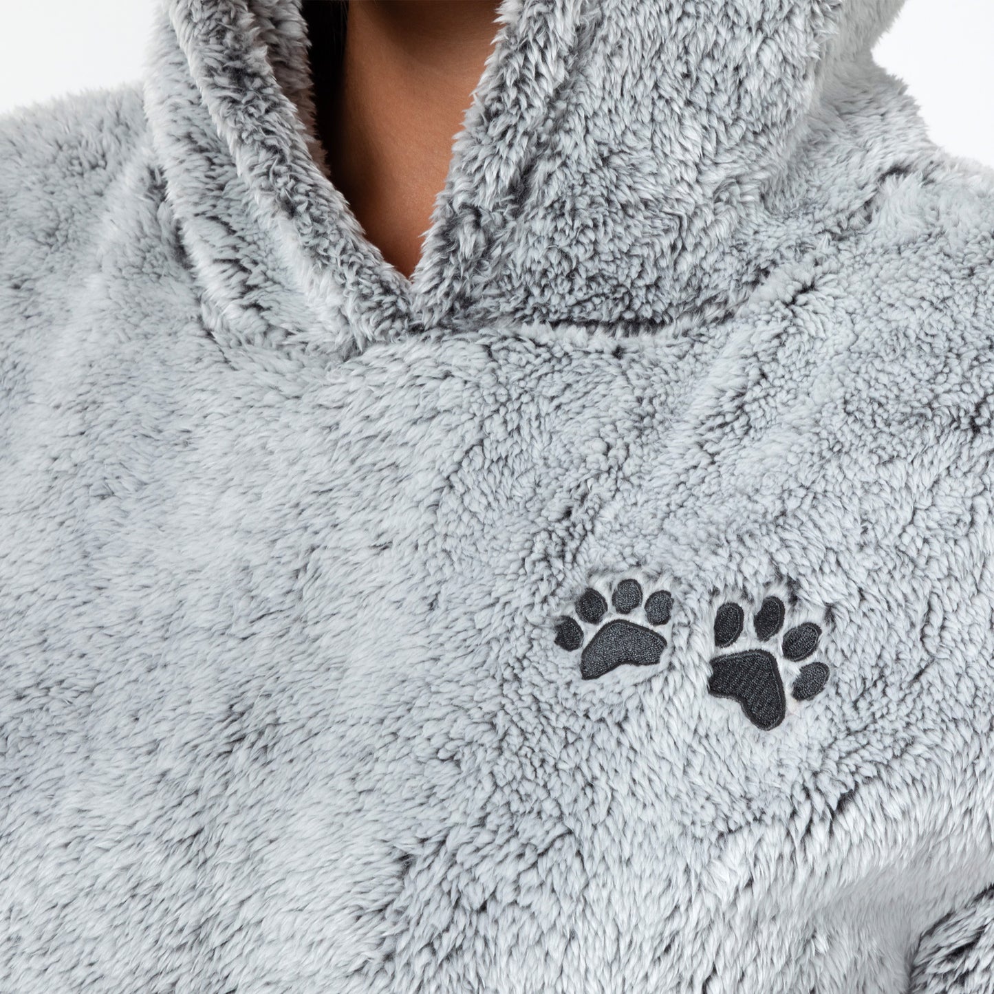 Embroidered Paws Pullover Fleece Hoodie