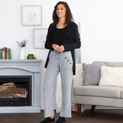 Heather Gray Paw Print Drawstring Knit Pants