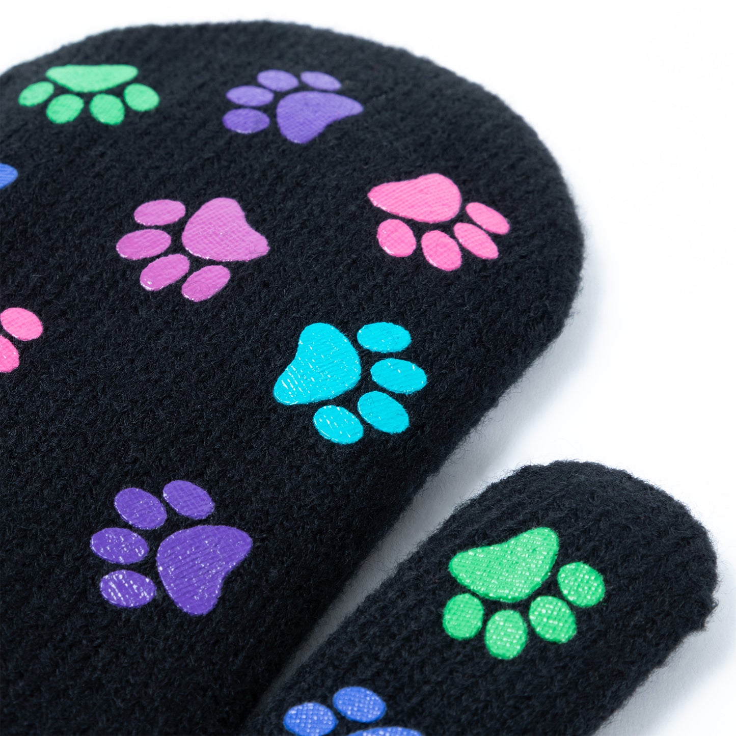 Pretty Paw Print Fleece-Lined Mittens