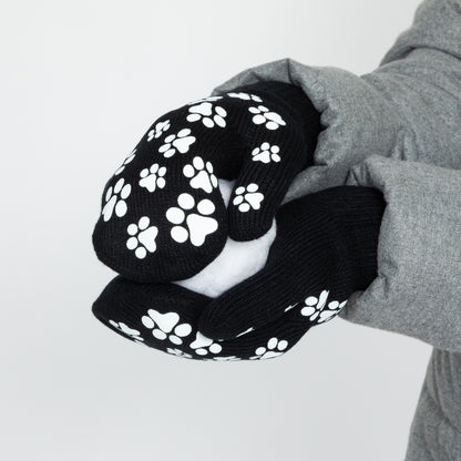 Pretty Paw Print Fleece-Lined Mittens